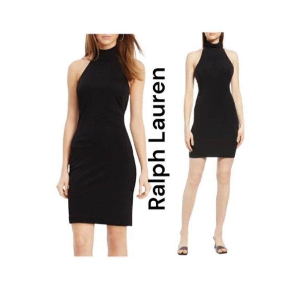 Dress black Ralph Lauren sheath fashion designer dress